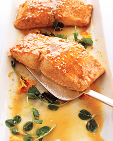 Wasabi Salmon with Miso-Sesame Sauce