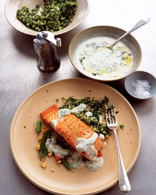 Pan-Seared Salmon with Lemon-Dill Yogurt Sauce