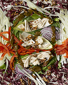 Thin Sliced Vegetable Salad with Walnuts Chicken