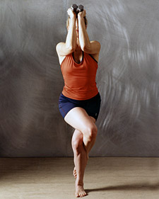 Eagle Pose with Fly and Triceps Extension 