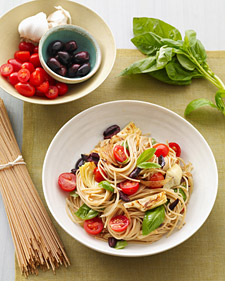 Mediterranean Pasta with Artichokes, Olives, and Tomatoes