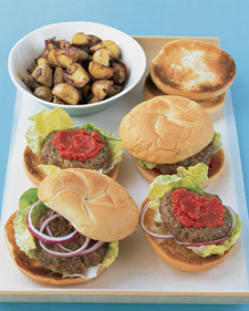 Image of Meatloaf Burgers With Quick Ketchup, Martha Stewart