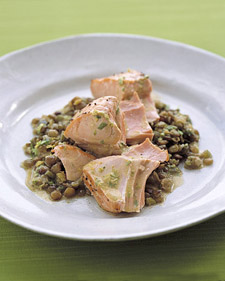 Roasted Salmon With Lentils