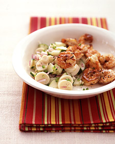 Seared Shrimp with Cucumber Salad
