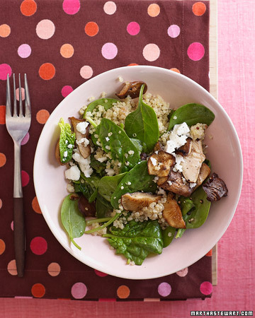 Warm Quinoa, Spinach and Shiitake Salad