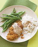 Country-Fried Steak with Green Beans and Rice