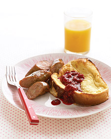 Baked French Toast with Raspberry Sauce