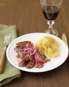 Skirt Steak with Pickled Onion and Spaghetti Squash