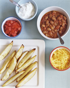 Roasted Potato Wedges and Chili
