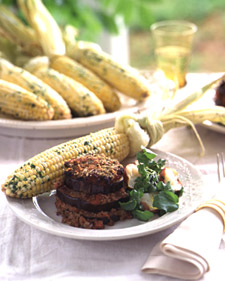 Eggplant and Lamb with Roasted Corn and Warm Potato Salad