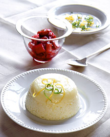 Citrus Sponge Pudding with Rhubarb Sauce
