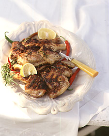 Grilled Deviled Chickens Under a Brick
