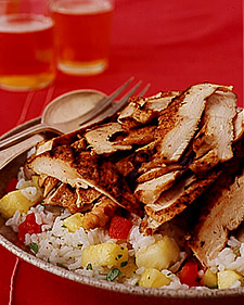 Image of Jerk Chicken With Pineapple-Cilantro Rice, Martha Stewart