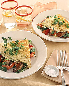 Stir-Fried Vegetable and Shrimp Omelet