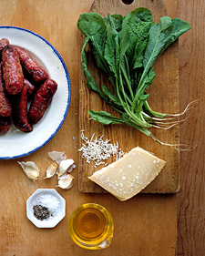 Grilled Sausage with Arugula Pesto