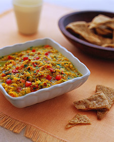 Warm Red-Lentil Dal with Pita Chips 
