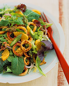 Salad of Crisp Squid, Asparagus, and Tangerines