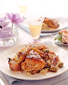 Roasted Chicken and Jerusalem Artichokes with Herbed Couscous