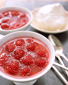 Fresh Raspberry Gelatin and Whipped Cream