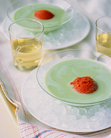 Yogurt Basil Soup with Tomato Ice