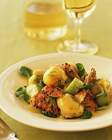 Smoked Mackerel, Cucumber, and Potato Salad with Mustard Dressing