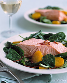 Salmon and Golden Beet Salad with Crisp Bacon