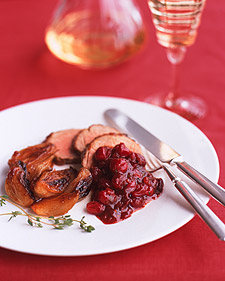 Apricot Pork Tenderloin with Cranberry Black-Pepper Sauce