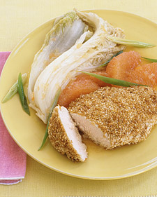 Image of Sesame Chicken With Cabbage And Red Grapefruit Sauce, Martha Stewart