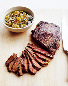 Seared Sirloin Steak with Olive Relish