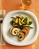 Rolled Chicken Breasts with Almond-Mint Pesto and Zucchini
