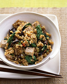 Image of Brown Rice With Tofu, Dried Mushrooms, And Baby Spinach, Martha Stewart