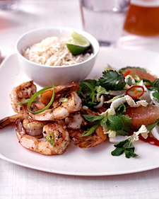Spicy Shrimp Stir-Fry with Hot and Sour Salad and Coconut Sorbet