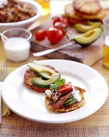 Spiced Shredded Pork with Corn Cakes and Red Beans