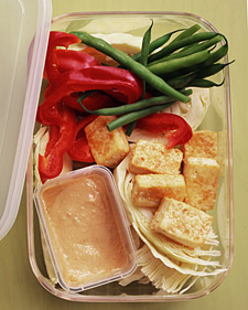 Crisp Tofu With Crudites and Sesame-Ginger Dipping Sauce
