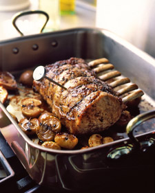 Pork Roast with Lady Apples and Seckel Pears