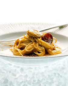 Angel-Hair Pasta with Sauteed Oysters and Chorizo
