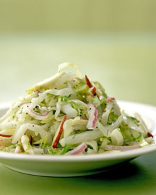 Image of Green-Cabbage And Red-Apple Slaw With Brussels Sprouts, Martha Stewart