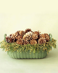 Bleached Pinecones Basket