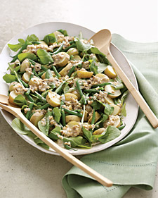 Arugula, Potato, and Green-Bean Salad with Creamy Walnut Dressing