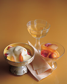 Sliced Stone Fruits with Muscat Sabayon