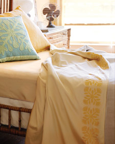 Stenciled Hawaiian-Print Bed Linens