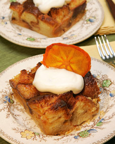 Persimmon White Chocolate Bread Pudding