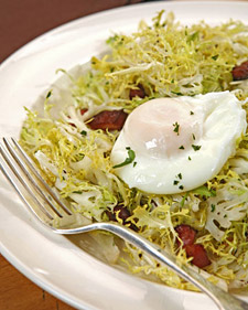Frisee Salad with Lardons and Poached Eggs