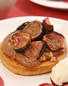Warm Fig Tart with Cinnamon-Almond Cream and Port Reduction