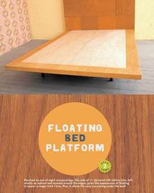 Wooden Tile Headboard and Floating Bed Platform