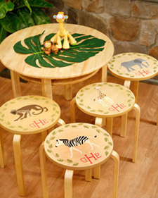 Stenciled Stool Tops