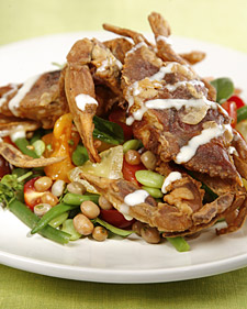 Image of Crispy Soft-Shelled Crabs With Bean Salad, Martha Stewart