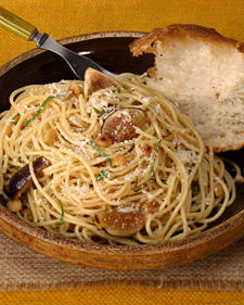 Spaghetti with Figs, Basil, Brown Butter, and Hazelnuts