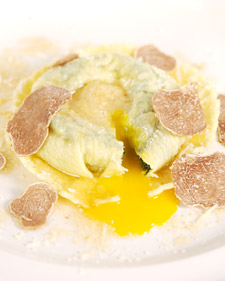 Raviolo with Egg Yolk Truffle Butter