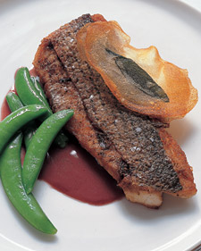 Image of Striped Bass With Sage And Red-Wine Butter, Martha Stewart